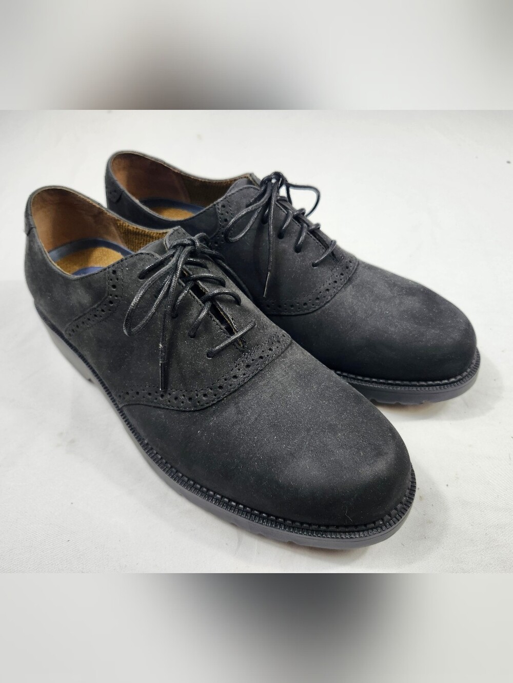 Dockers Men's 12 M Black Suede Leather Brogue Lace Up Casual Shoes